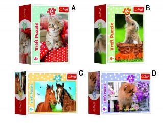 Obrázek z Minipuzzle zvířátka mláďata 54 dílků 4druhy 9x6,5x4cm 